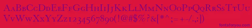 GranjonSmallCapsOldStyleFigures Font – Purple Fonts on Red Background