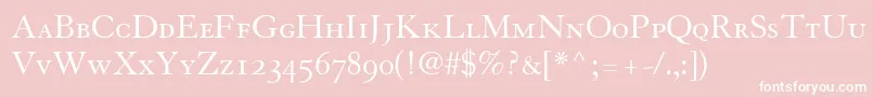 フォントGranjonSmallCapsOldStyleFigures – ピンクの背景に白い文字