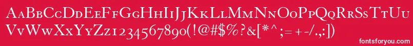 GranjonSmallCapsOldStyleFigures Font – White Fonts on Red Background