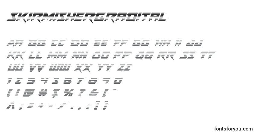 Schriftart Skirmishergradital – Alphabet, Zahlen, spezielle Symbole
