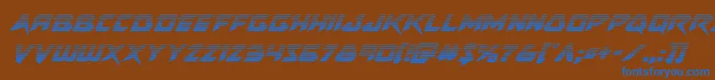 Skirmishergradital-Schriftart – Blaue Schriften auf braunem Hintergrund