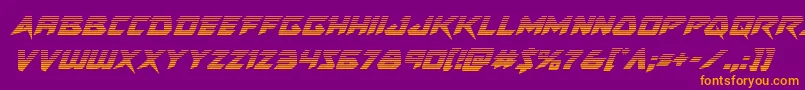 Skirmishergradital-Schriftart – Orangefarbene Schriften auf violettem Hintergrund