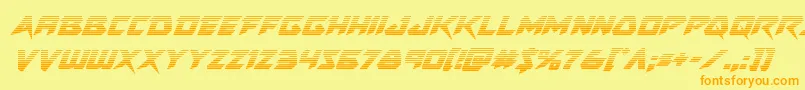 Skirmishergradital-Schriftart – Orangefarbene Schriften auf gelbem Hintergrund