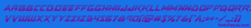 Skirmishergradital-Schriftart – Violette Schriften auf blauem Hintergrund