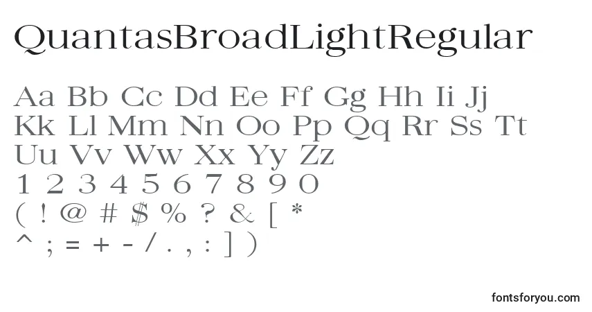QuantasBroadLightRegular-fontti – aakkoset, numerot, erikoismerkit