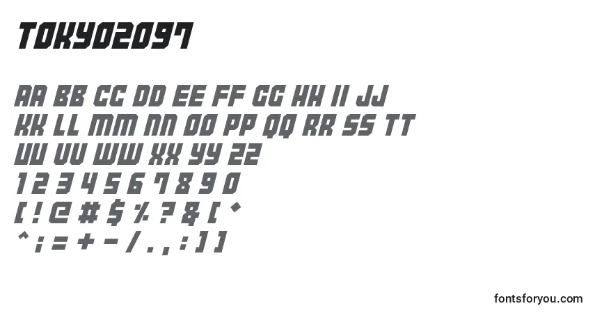 Czcionka Tokyo2097 – alfabet, cyfry, specjalne znaki