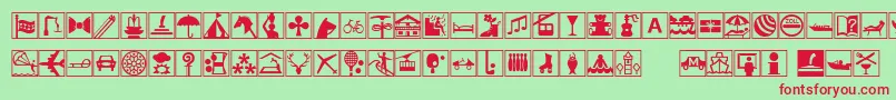 LinotypeHolidayPi2 Font – Red Fonts on Green Background