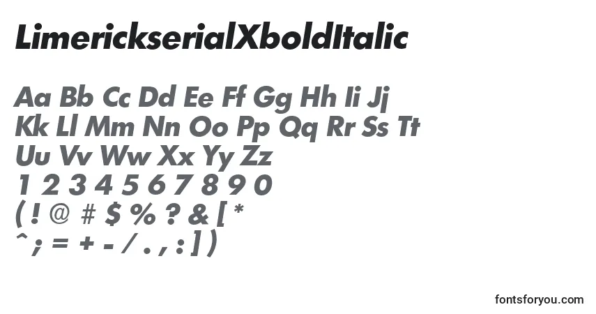Шрифт LimerickserialXboldItalic – алфавит, цифры, специальные символы