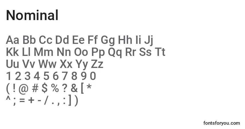 Nominal-fontti – aakkoset, numerot, erikoismerkit