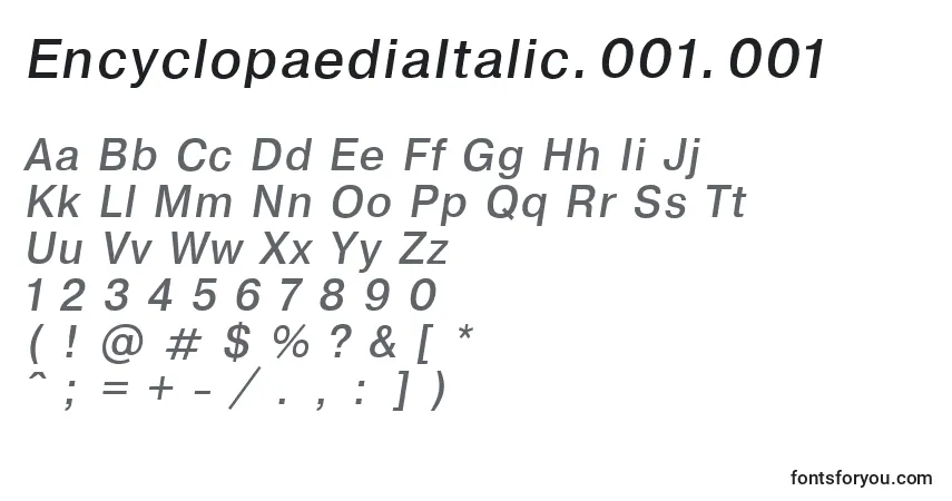 EncyclopaediaItalic.001.001 Font – alphabet, numbers, special characters