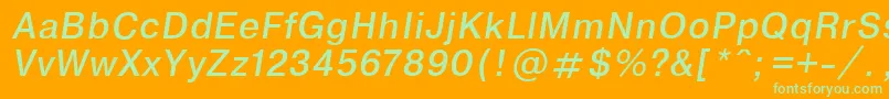 フォントEncyclopaediaItalic.001.001 – オレンジの背景に緑のフォント
