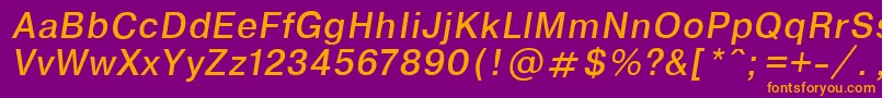 フォントEncyclopaediaItalic.001.001 – 紫色の背景にオレンジのフォント