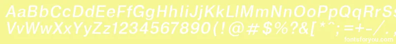 EncyclopaediaItalic.001.001-fontti – valkoiset fontit keltaisella taustalla