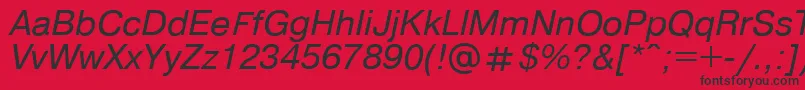 Fonte Pragmaticaregular.KzItalic – fontes pretas em um fundo vermelho