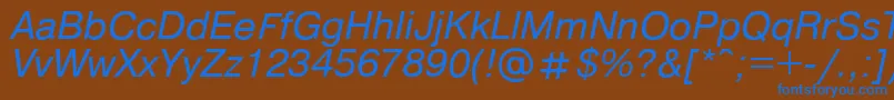 フォントPragmaticaregular.KzItalic – 茶色の背景に青い文字