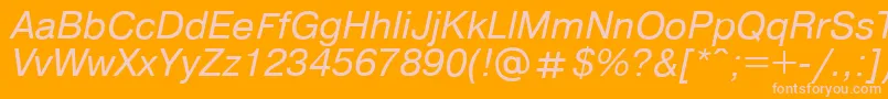 Pragmaticaregular.KzItalic Font – Pink Fonts on Orange Background