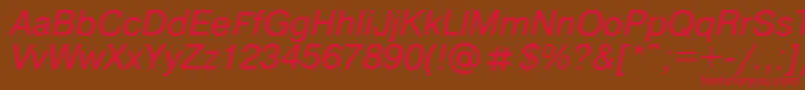 Pragmaticaregular.KzItalic Font – Red Fonts on Brown Background