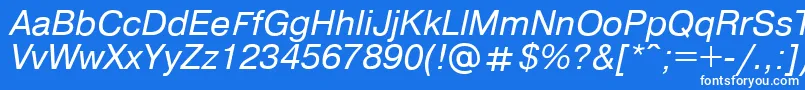 Шрифт Pragmaticaregular.KzItalic – белые шрифты на синем фоне