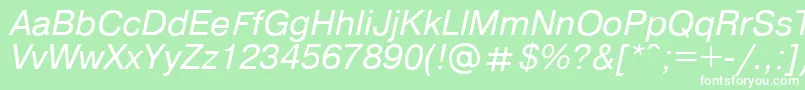 フォントPragmaticaregular.KzItalic – 緑の背景に白い文字