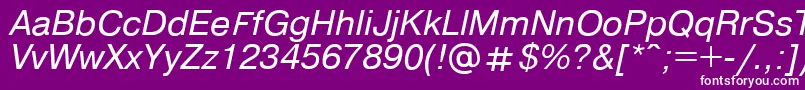 Pragmaticaregular.KzItalic Font – White Fonts on Purple Background