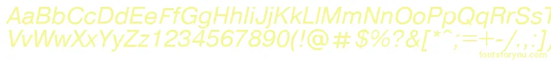 Pragmaticaregular.KzItalic Font – Yellow Fonts on White Background