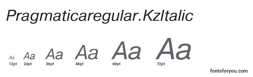 Размеры шрифта Pragmaticaregular.KzItalic