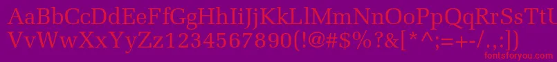 フォントMeliorltstd – 紫の背景に赤い文字