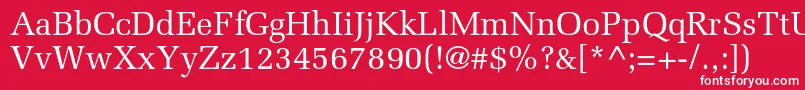 Meliorltstd-Schriftart – Weiße Schriften auf rotem Hintergrund