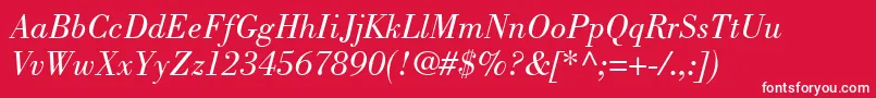 More about BodoniPosterSsiBookItalic Font BodoniPosterSsiBookItalic Font – White Fonts on Red Background