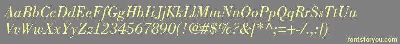 BodoniPosterSsiBookItalic Font – Yellow Fonts on Gray Background