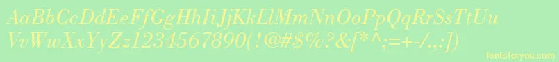 BodoniPosterSsiBookItalic Font – Yellow Fonts on Green Background