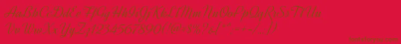 フォントDynalightRegular – 赤い背景に茶色の文字