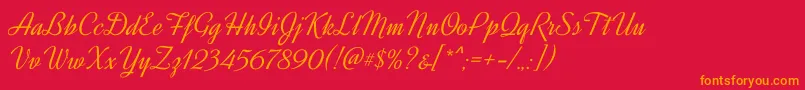 DynalightRegular Font – Orange Fonts on Red Background