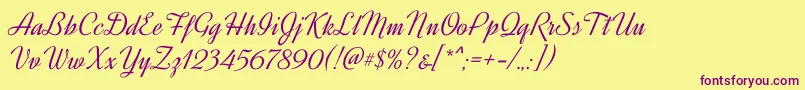 DynalightRegular Font – Purple Fonts on Yellow Background