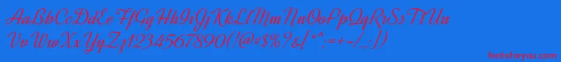 DynalightRegular-Schriftart – Rote Schriften auf blauem Hintergrund