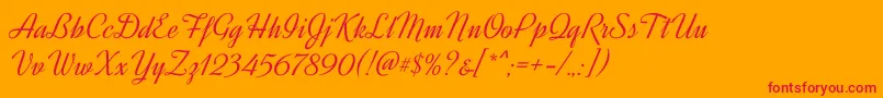 DynalightRegular Font – Red Fonts on Orange Background