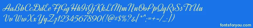 DynalightRegular Font – Yellow Fonts on Blue Background