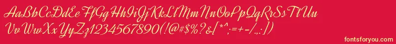 DynalightRegular-Schriftart – Gelbe Schriften auf rotem Hintergrund