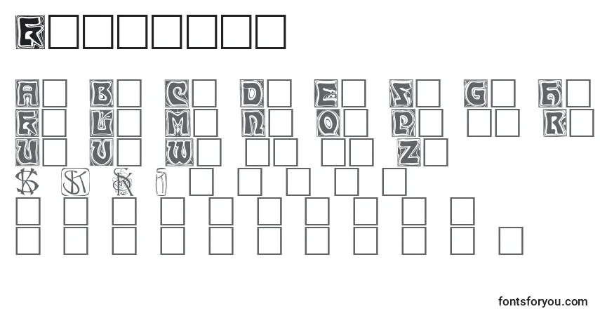Czcionka Kinigkap – alfabet, cyfry, specjalne znaki