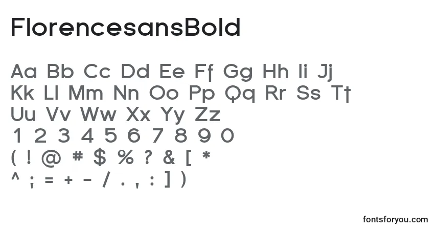 Шрифт FlorencesansBold – алфавит, цифры, специальные символы