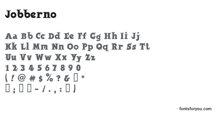 Czcionka Jobberno – alfabet, cyfry, specjalne znaki