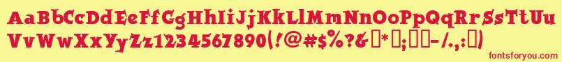 Jobberno-fontti – punaiset fontit keltaisella taustalla