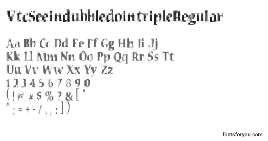 Czcionka VtcSeeindubbledointripleRegular – alfabet, cyfry, specjalne znaki