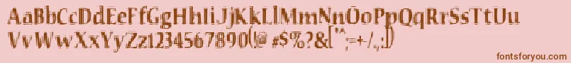 フォントVtcSeeindubbledointripleRegular – ピンクの背景に茶色のフォント