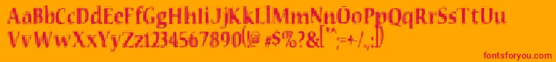 VtcSeeindubbledointripleRegular Font – Red Fonts on Orange Background