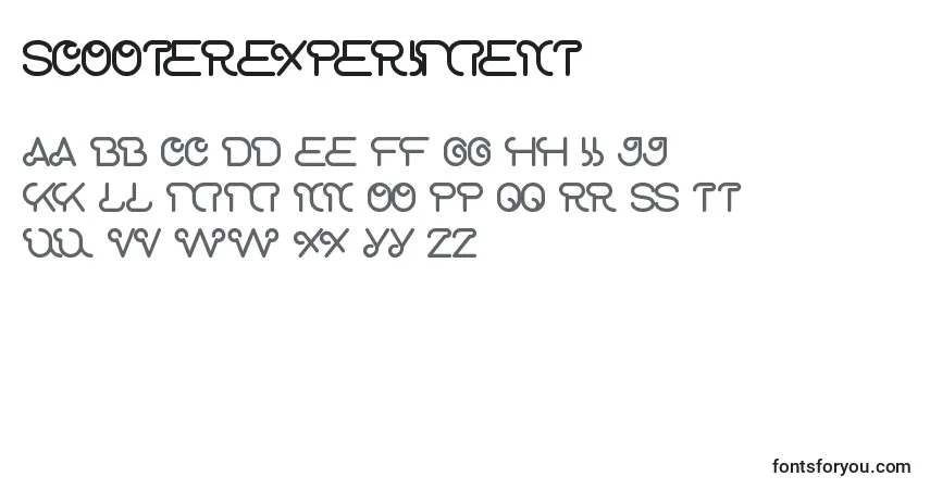 Fuente ScooterExperiment - alfabeto, números, caracteres especiales