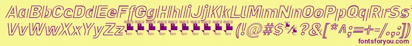LaPejinaFontItalicPersonalUse-Schriftart – Violette Schriften auf gelbem Hintergrund