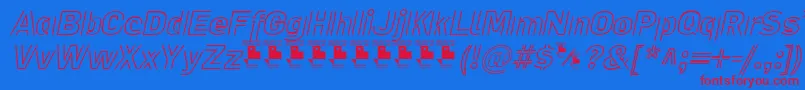 LaPejinaFontItalicPersonalUse Font – Red Fonts on Blue Background