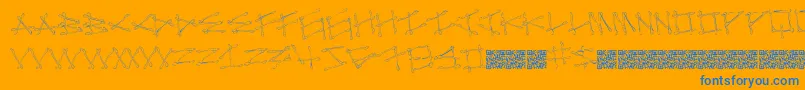 Megabone-Schriftart – Blaue Schriften auf orangefarbenem Hintergrund