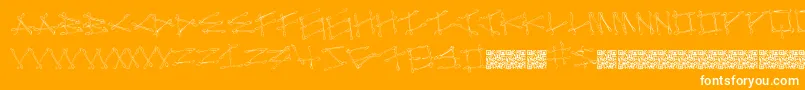 Megabone-Schriftart – Weiße Schriften auf orangefarbenem Hintergrund